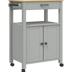 vidaXL Carrito de cocina MONZA madera maciza de pino 60x40x88,5 cm Gris New