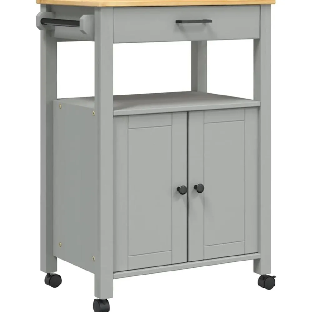 vidaXL Carrito de cocina MONZA madera maciza de pino 60x40x88,5 cm Gris New