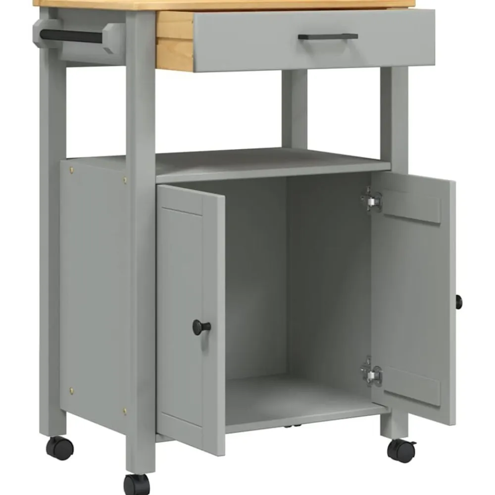 vidaXL Carrito de cocina MONZA madera maciza de pino 60x40x88,5 cm Gris New