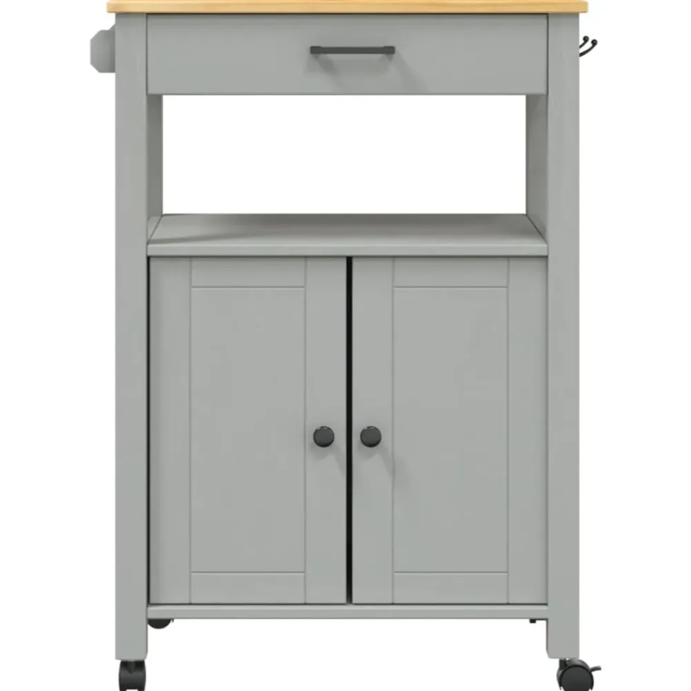 vidaXL Carrito de cocina MONZA madera maciza de pino 60x40x88,5 cm Gris New