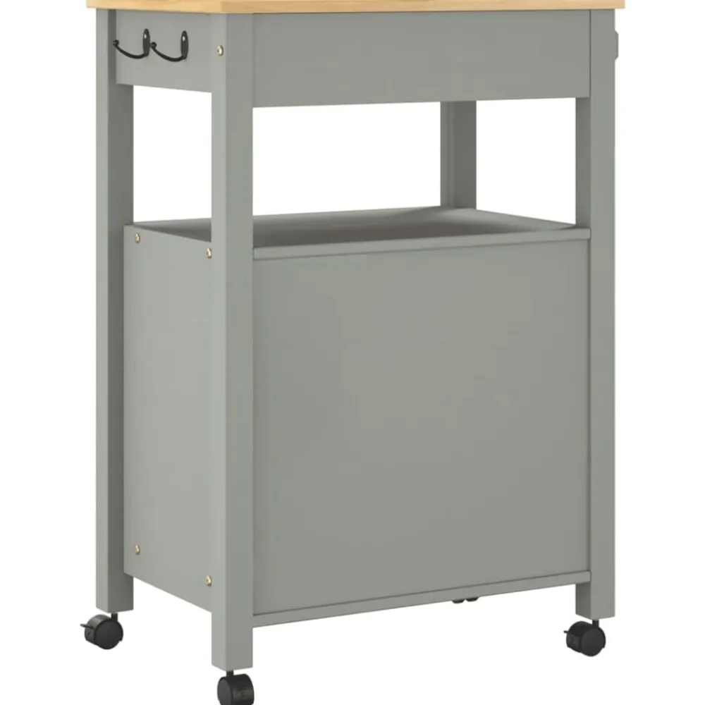 vidaXL Carrito de cocina MONZA madera maciza de pino 60x40x88,5 cm Gris New