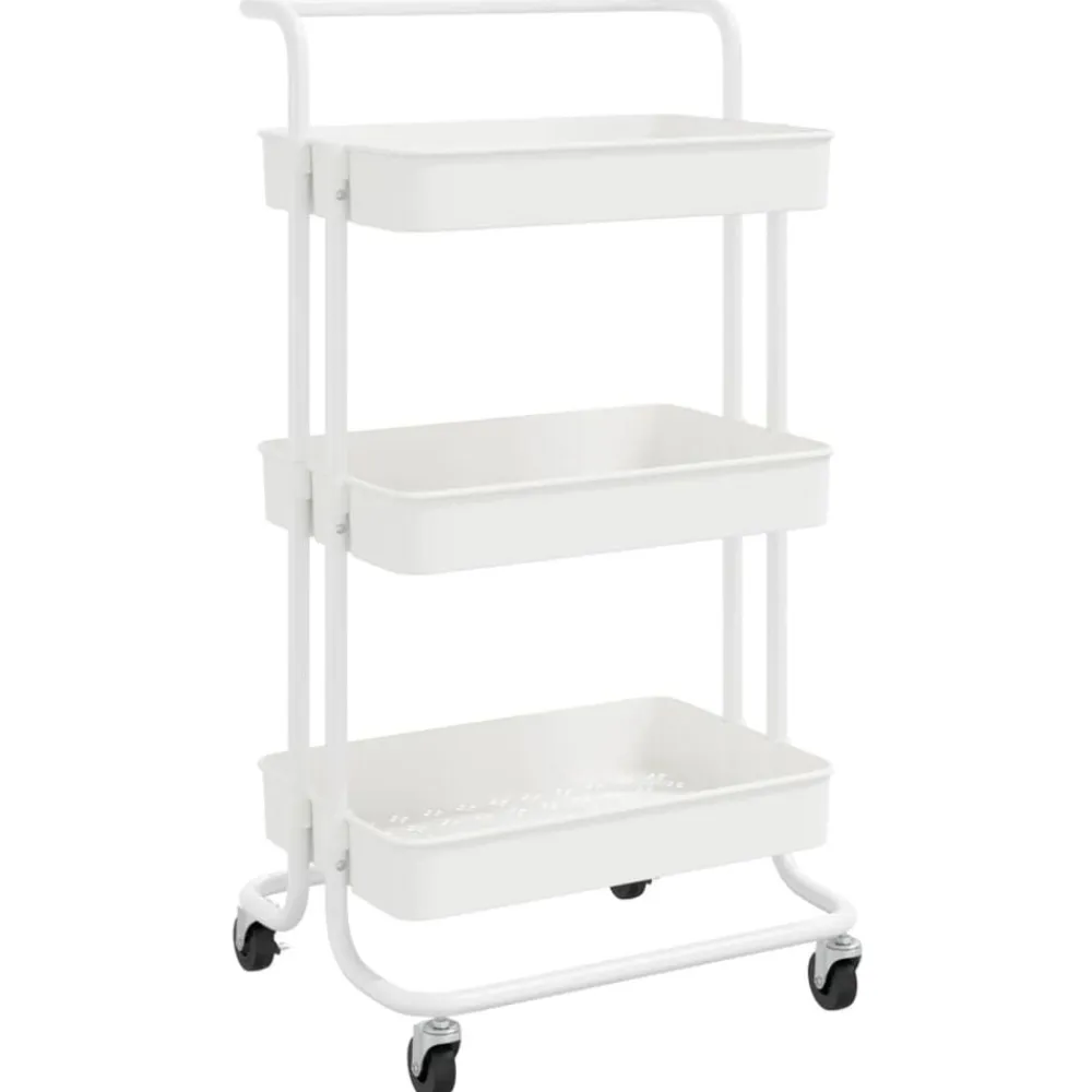 vidaXL Carros E Islas-Carrito de cocina 3 niveles hierro y ABS 42x35x85 cm