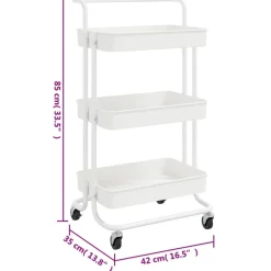 vidaXL Carros E Islas-Carrito de cocina 3 niveles hierro y ABS 42x35x85 cm