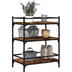 vidaXL Carrito de cocina madera ingeniería 65x40x86,5 cm Roble ahumado Hot