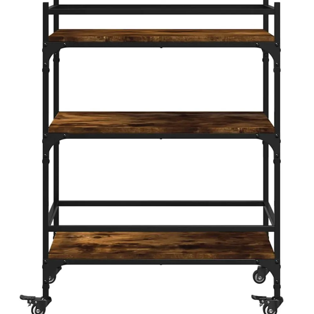 vidaXL Carrito de cocina madera ingeniería 65x40x86,5 cm Roble ahumado Hot