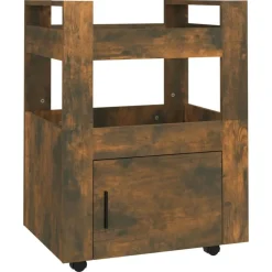 vidaXL Carrito de cocina madera contrachapada 60x45x80cm Roble ahumado Hot