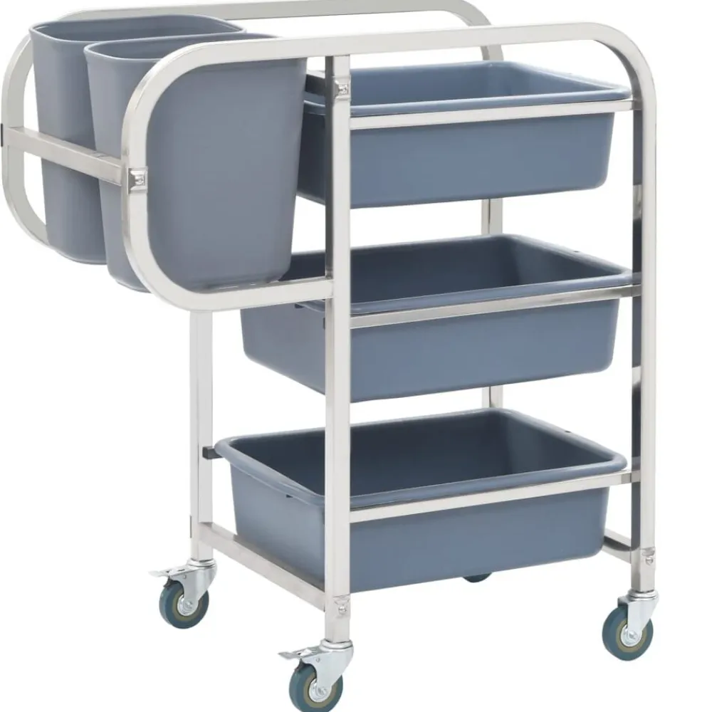 vidaXL Carros E Islas-Carrito de cocina con recipientes de plástico 82x43,5x93 cm