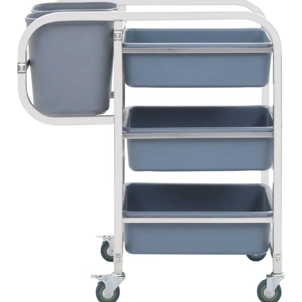 vidaXL Carros E Islas-Carrito de cocina con recipientes de plástico 82x43,5x93 cm