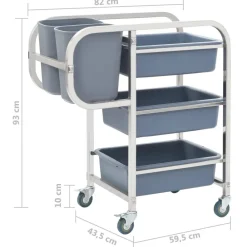 vidaXL Carros E Islas-Carrito de cocina con recipientes de plástico 82x43,5x93 cm