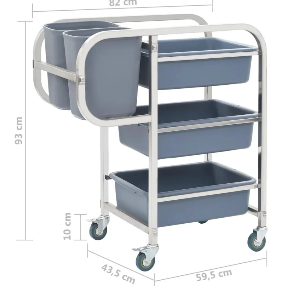 vidaXL Carros E Islas-Carrito de cocina con recipientes de plástico 82x43,5x93 cm