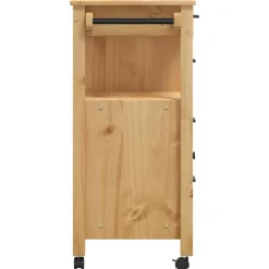 vidaXL Carrito de cocina MONZA madera maciza de pino 84x40x88,5 cm Marrón Clearance