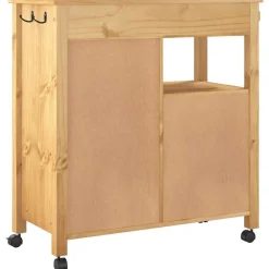 vidaXL Carrito de cocina MONZA madera maciza de pino 84x40x88,5 cm Marrón Clearance