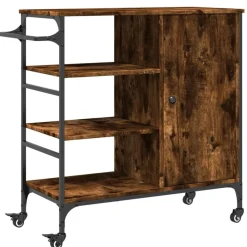 vidaXL Carrito de cocina de madera 87,5x38,5x84,5 cm Roble ahumado Online