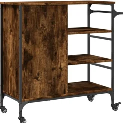 vidaXL Carrito de cocina de madera 87,5x38,5x84,5 cm Roble ahumado Online