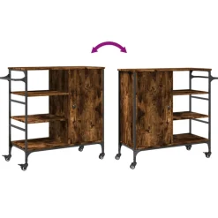 vidaXL Carrito de cocina de madera 87,5x38,5x84,5 cm Roble ahumado Online