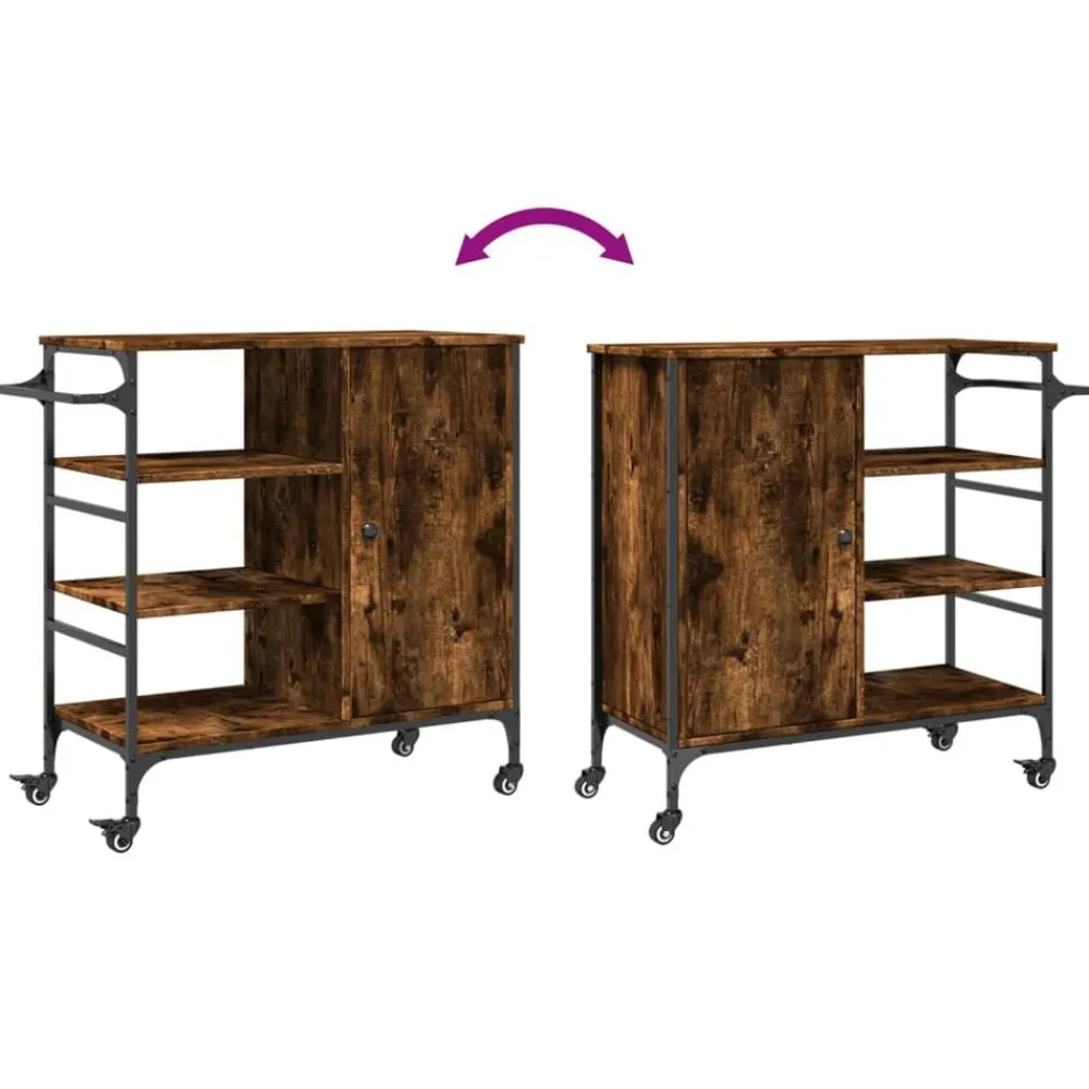 vidaXL Carrito de cocina de madera 87,5x38,5x84,5 cm Roble ahumado Online
