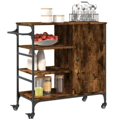 vidaXL Carrito de cocina de madera 87,5x38,5x84,5 cm Roble ahumado Online