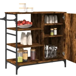 vidaXL Carrito de cocina de madera 87,5x38,5x84,5 cm Roble ahumado Online