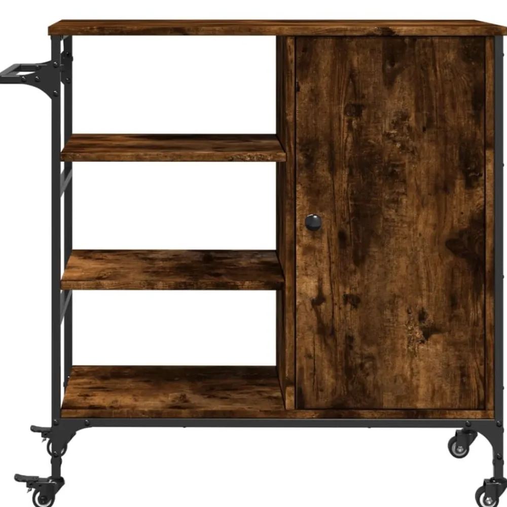 vidaXL Carrito de cocina de madera 87,5x38,5x84,5 cm Roble ahumado Online