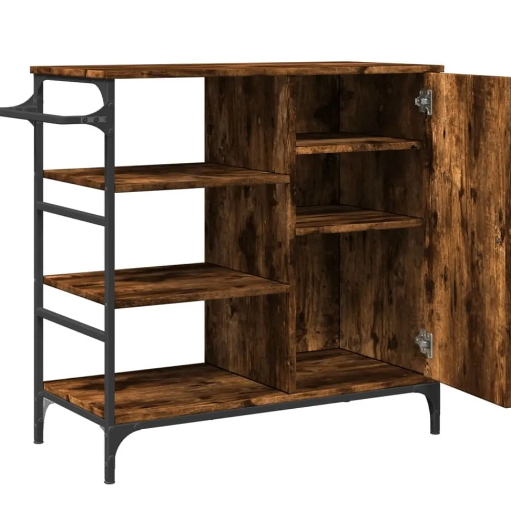 vidaXL Carrito de cocina de madera 87,5x38,5x84,5 cm Roble ahumado Online