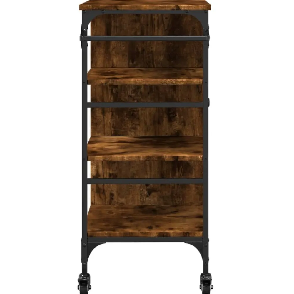 vidaXL Carrito de cocina de madera 87,5x38,5x84,5 cm Roble ahumado Online