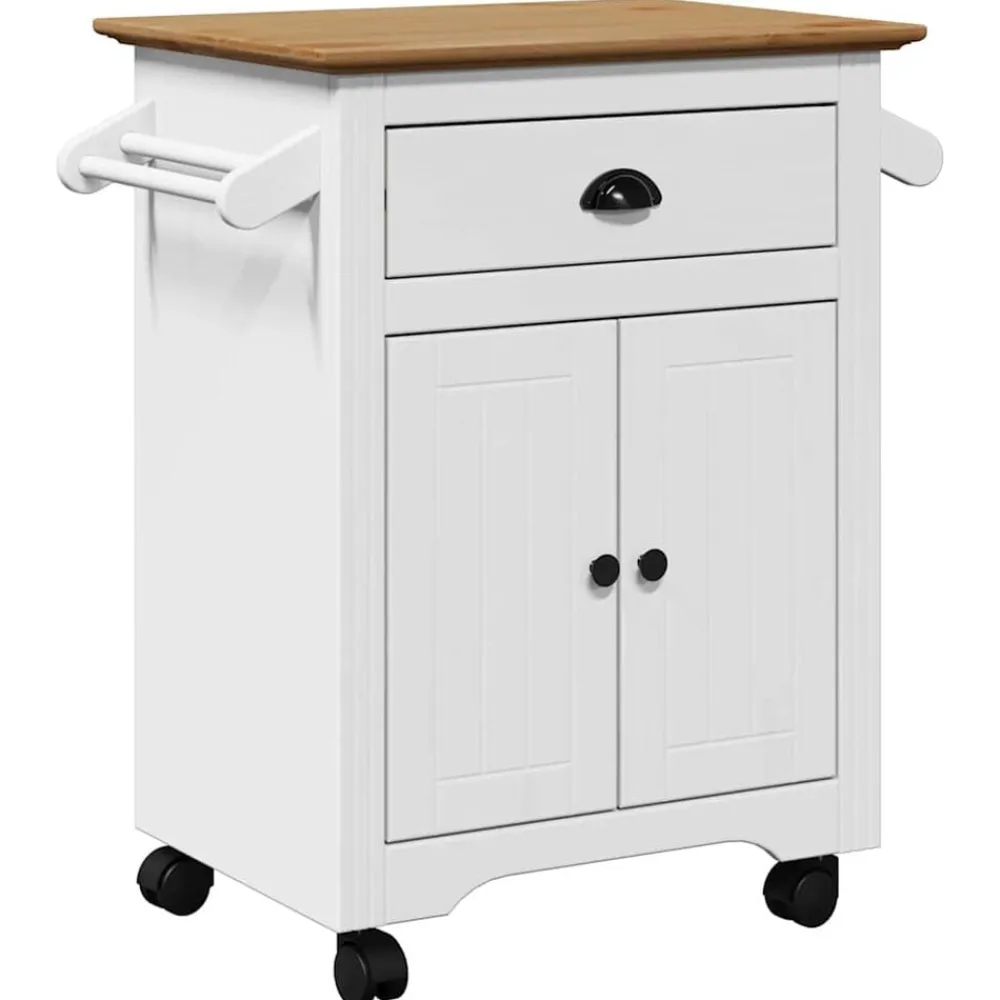 vidaXL Carrito de cocina BODO blanco y marrón 72x45x80 cm Blanco y marrón Discount