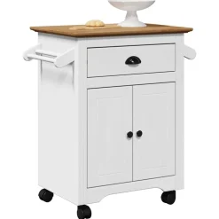 vidaXL Carrito de cocina BODO blanco y marrón 72x45x80 cm Blanco y marr&oacute;n Discount
