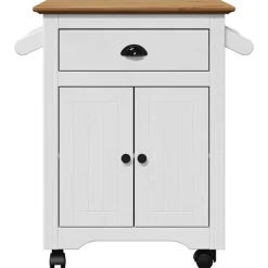 vidaXL Carrito de cocina BODO blanco y marrón 72x45x80 cm Blanco y marrón Discount