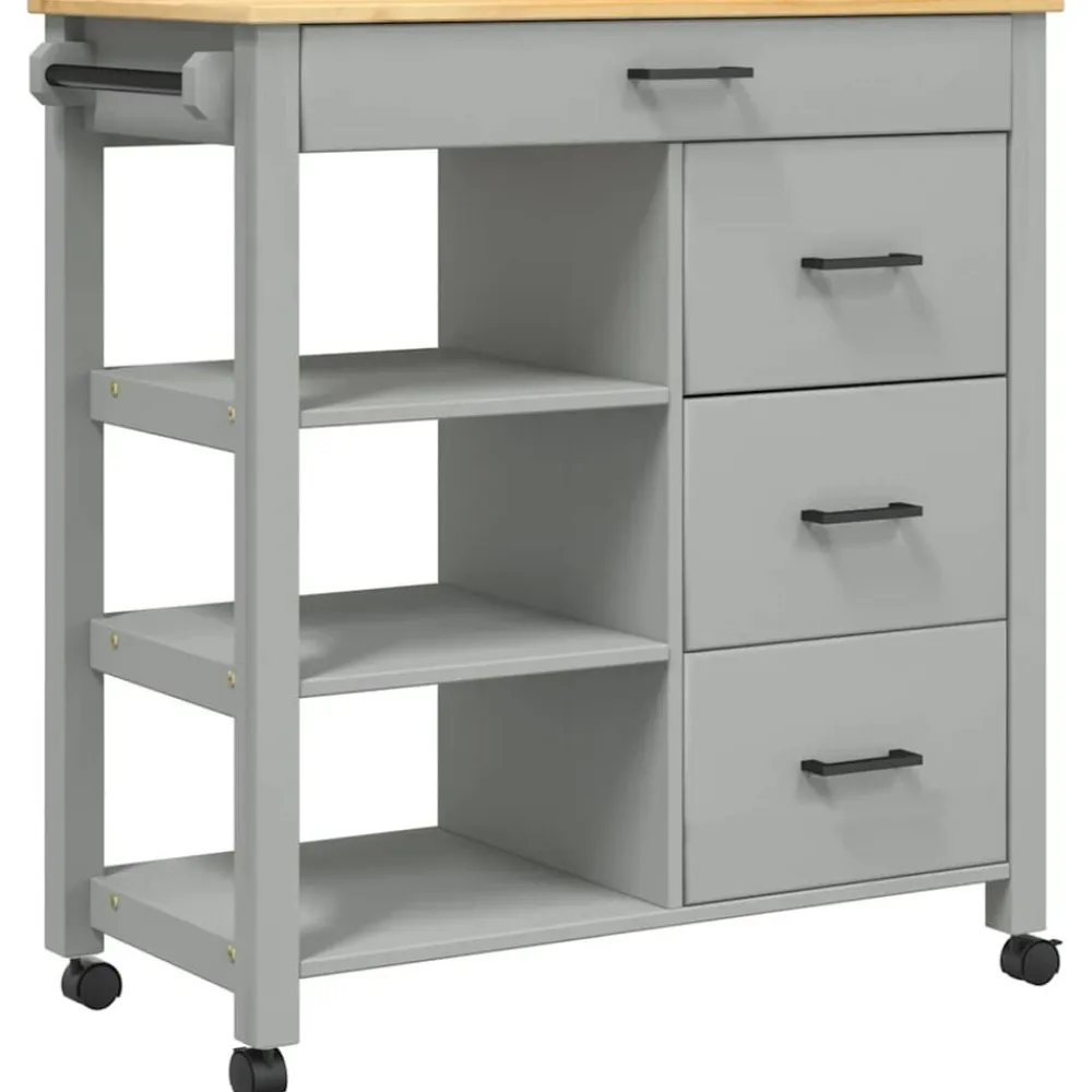 vidaXL Carros E Islas-Carrito de cocina MONZA madera maciza de pino 84x40x88,5 cm