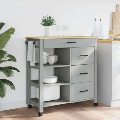 vidaXL Carros E Islas-Carrito de cocina MONZA madera maciza de pino 84x40x88,5 cm