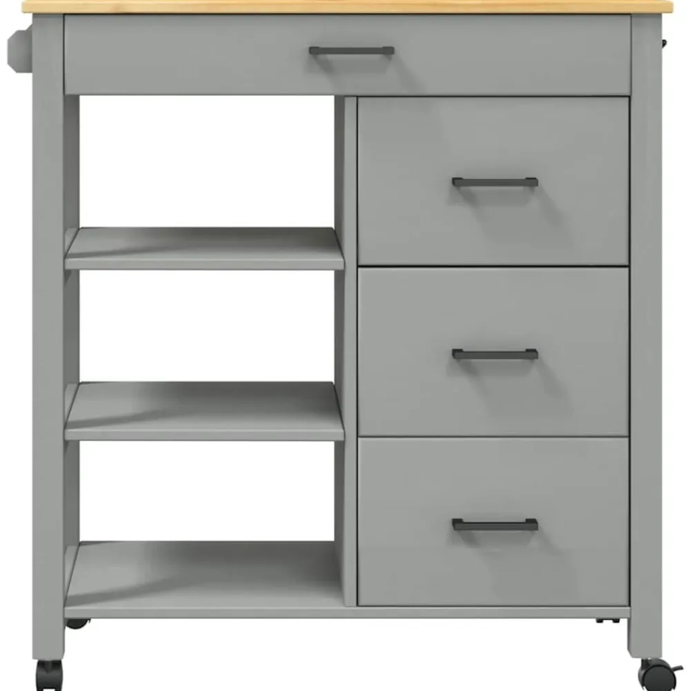 vidaXL Carros E Islas-Carrito de cocina MONZA madera maciza de pino 84x40x88,5 cm
