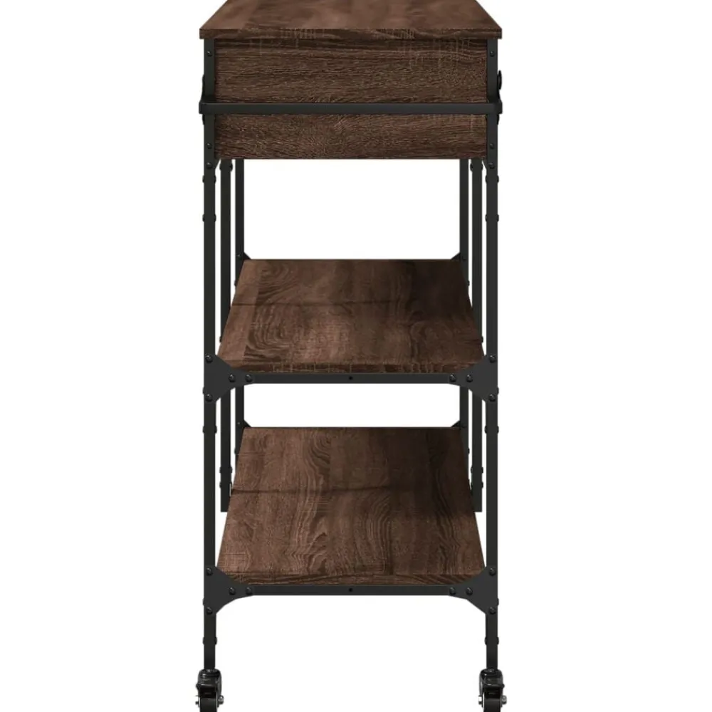 vidaXL Carros E Islas-Carrito de cocina madera ingeniería marrón roble 105x42x95 cm