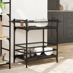 vidaXL Carros E Islas-Carrito de cocina de madera de ingeniería 82x40x78,5 cm