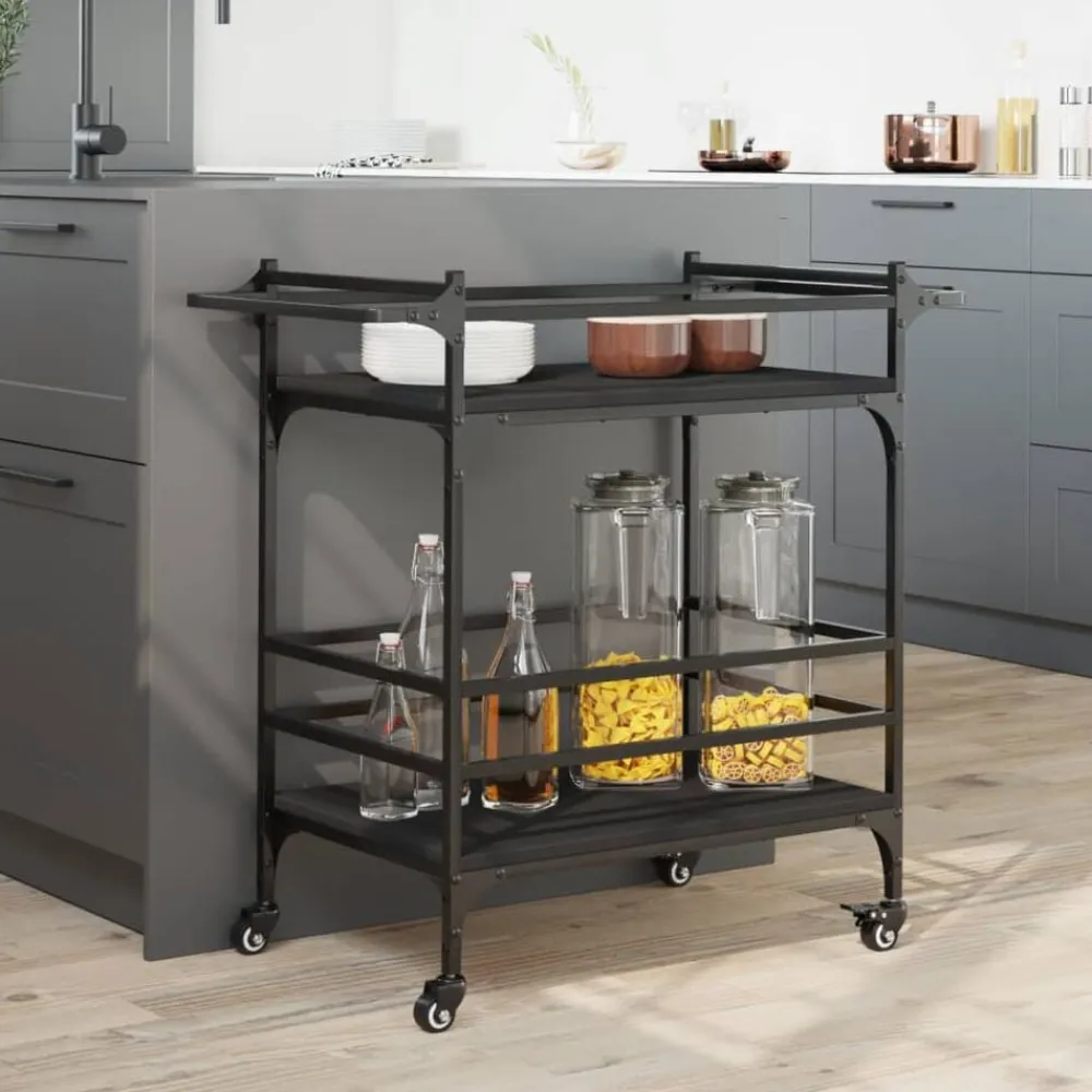 vidaXL Carros E Islas-Carrito de cocina de madera de ingeniería 82x40x78,5 cm