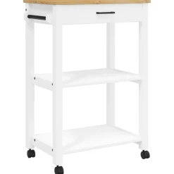 vidaXL Carrito de cocina MONZA madera maciza de pino 60x40x88,5 cm Blanco Sale
