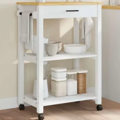 vidaXL Carrito de cocina MONZA madera maciza de pino 60x40x88,5 cm Blanco Sale