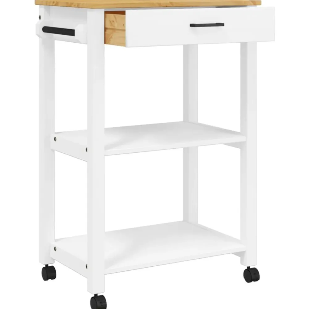 vidaXL Carrito de cocina MONZA madera maciza de pino 60x40x88,5 cm Blanco Sale