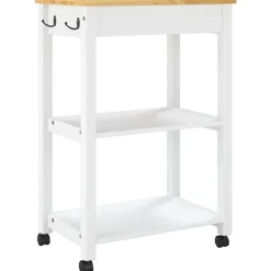 vidaXL Carrito de cocina MONZA madera maciza de pino 60x40x88,5 cm Blanco Sale