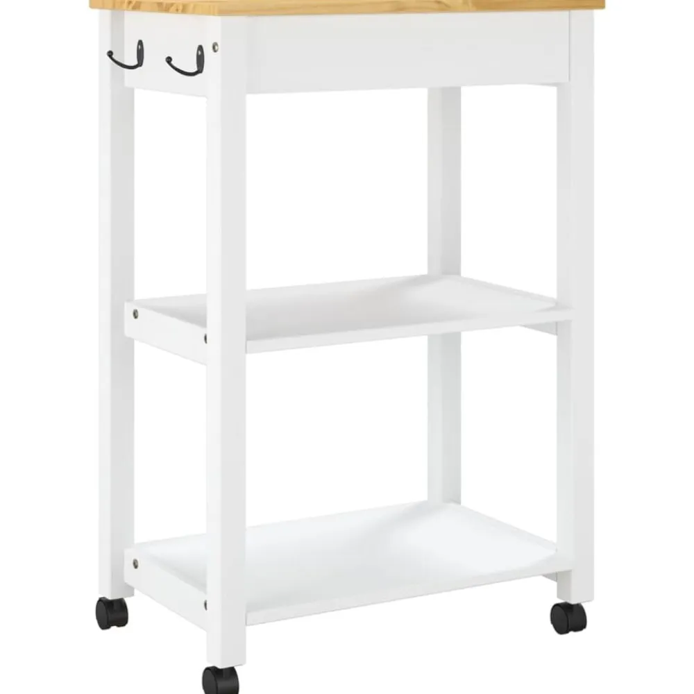 vidaXL Carrito de cocina MONZA madera maciza de pino 60x40x88,5 cm Blanco Sale