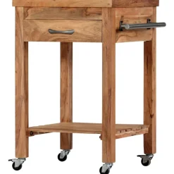 vidaXL Carros E Islas-Carrito de cocina de madera maciza de acacia 58x58x89 cm