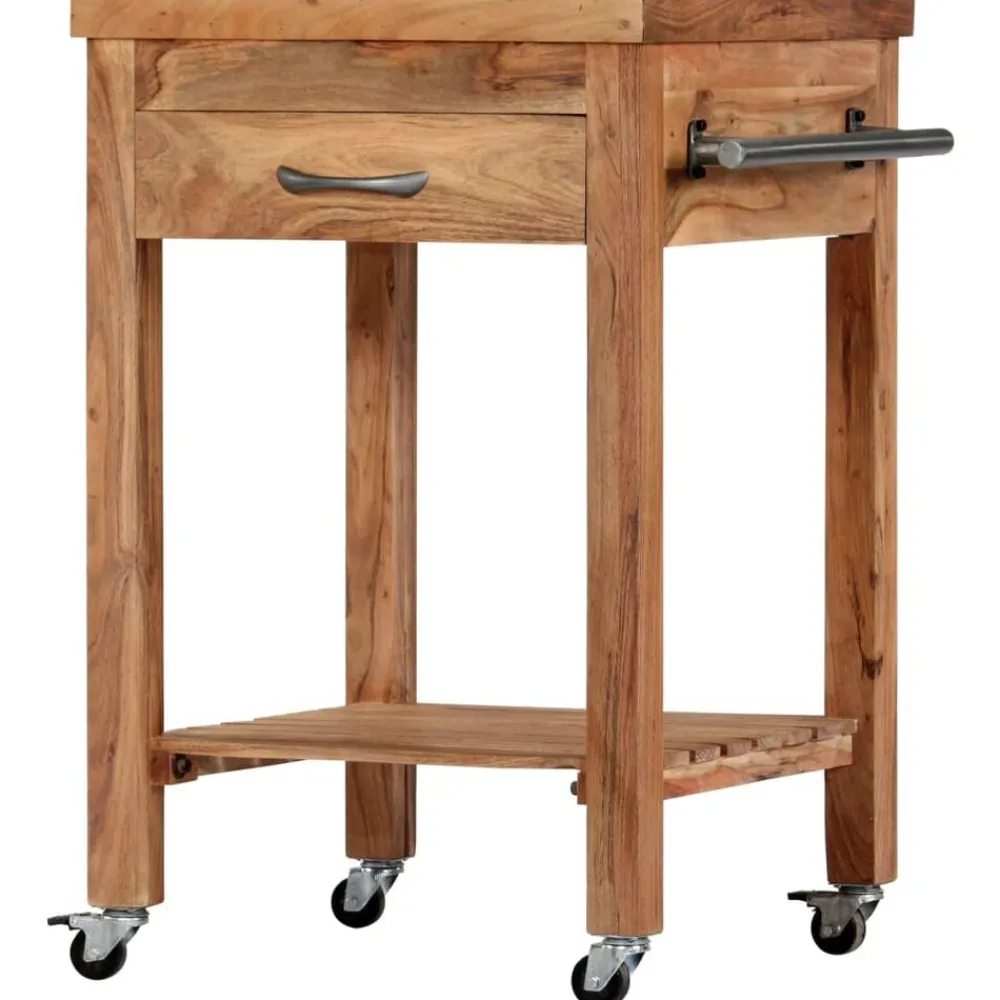 vidaXL Carros E Islas-Carrito de cocina de madera maciza de acacia 58x58x89 cm