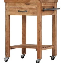 vidaXL Carros E Islas-Carrito de cocina de madera maciza de acacia 58x58x89 cm