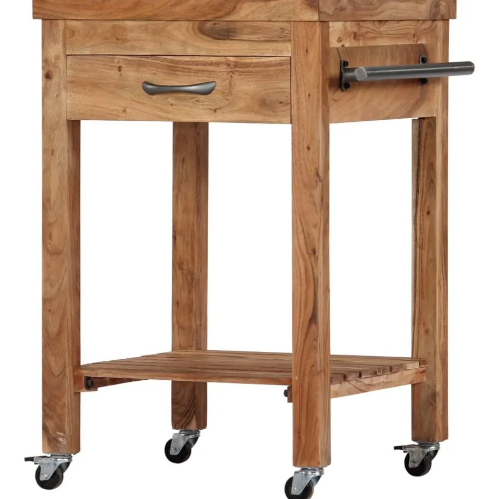 vidaXL Carros E Islas-Carrito de cocina de madera maciza de acacia 58x58x89 cm