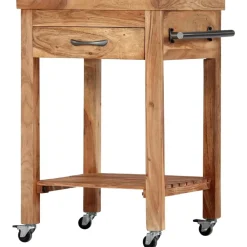 vidaXL Carros E Islas-Carrito de cocina de madera maciza de acacia 58x58x89 cm
