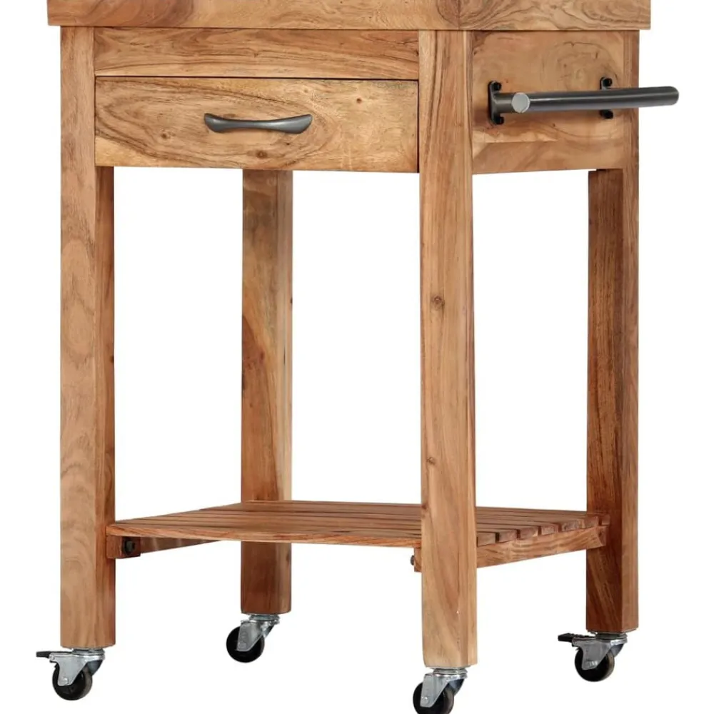 vidaXL Carros E Islas-Carrito de cocina de madera maciza de acacia 58x58x89 cm