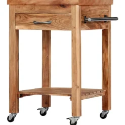 vidaXL Carros E Islas-Carrito de cocina de madera maciza de acacia 58x58x89 cm