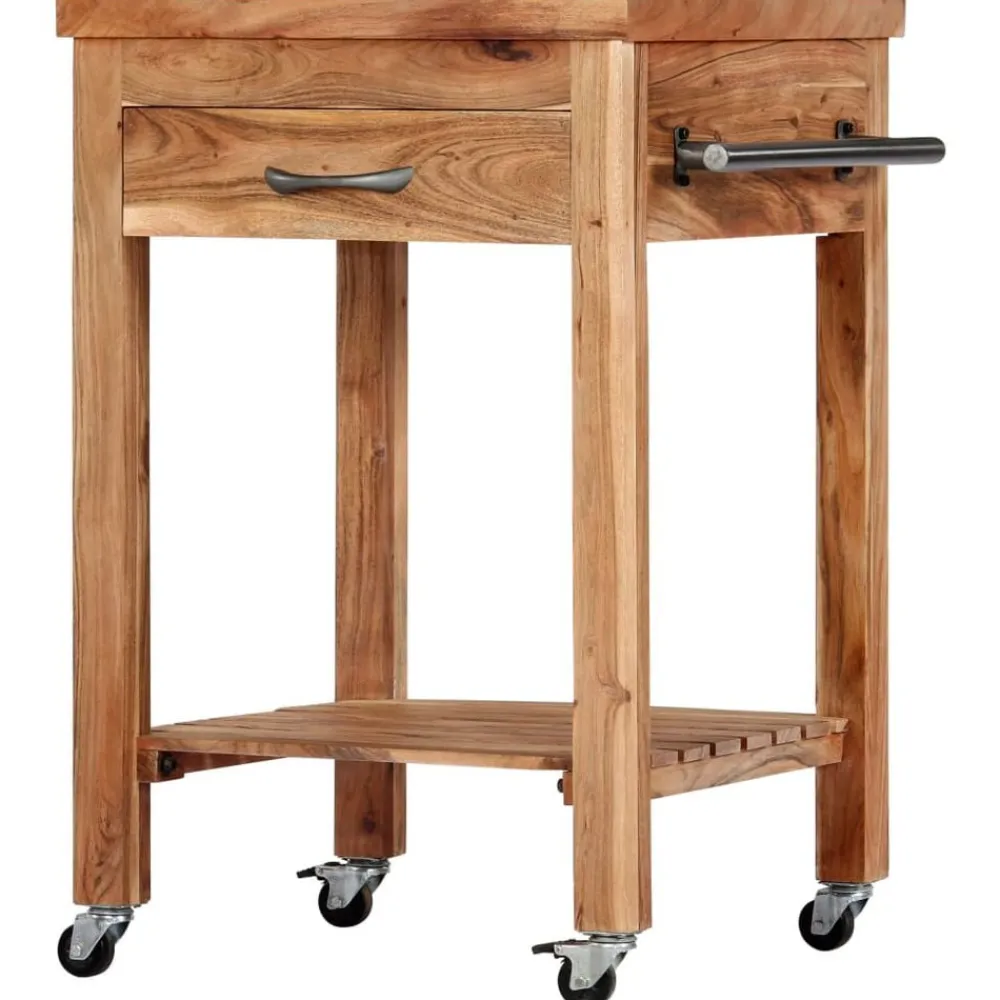 vidaXL Carros E Islas-Carrito de cocina de madera maciza de acacia 58x58x89 cm