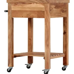 vidaXL Carros E Islas-Carrito de cocina de madera maciza de acacia 58x58x89 cm