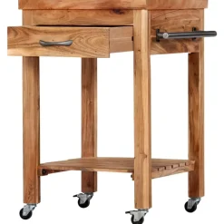 vidaXL Carros E Islas-Carrito de cocina de madera maciza de acacia 58x58x89 cm