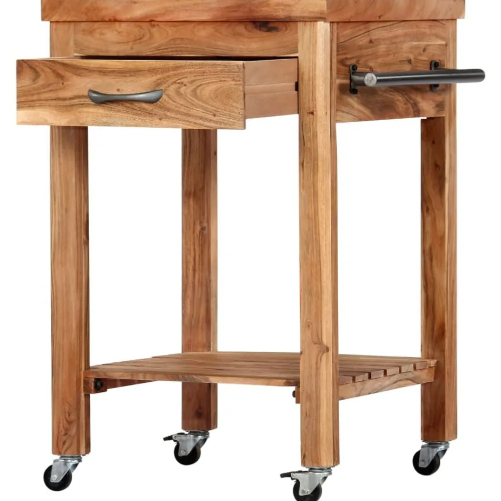 vidaXL Carros E Islas-Carrito de cocina de madera maciza de acacia 58x58x89 cm